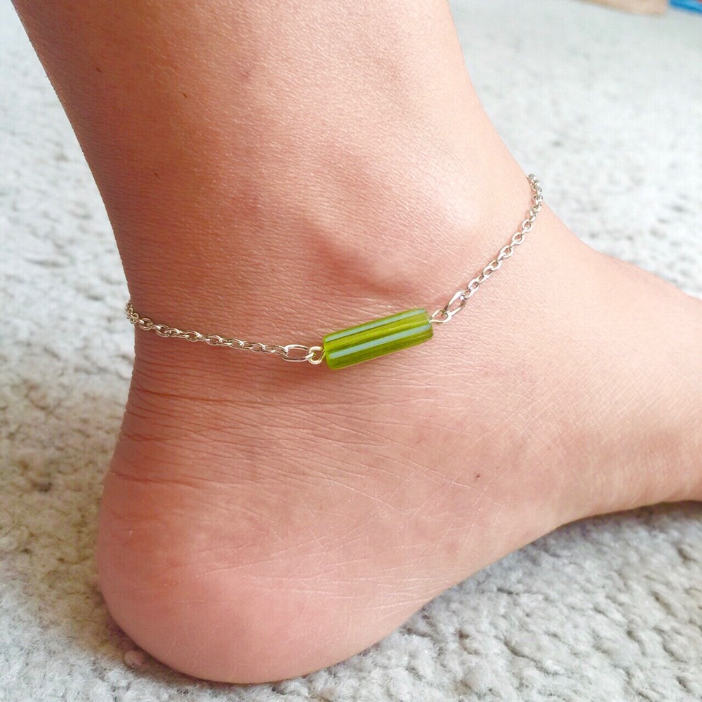 Ankles Green Glass Beads.